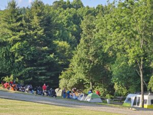 Group in tent sites Fancy Gap Cabins and Campground