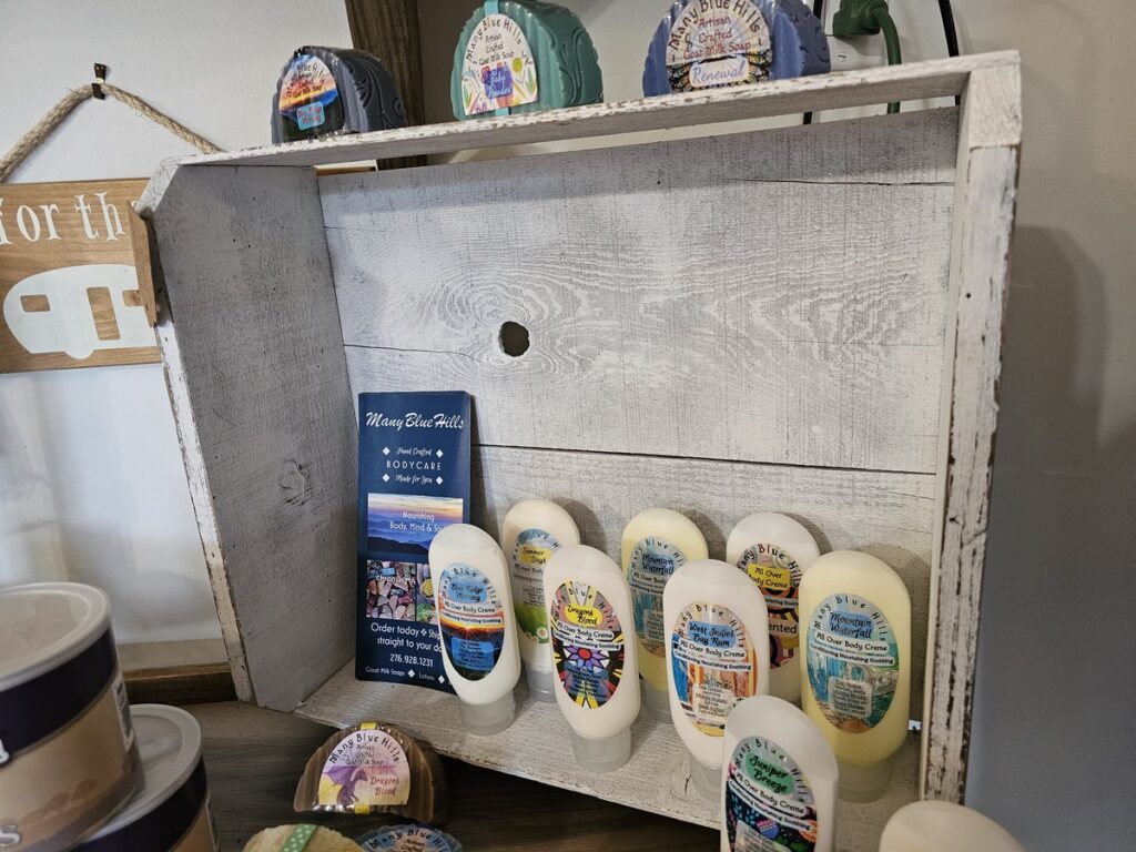 distressed white box Fancy Gap Cabins and Campground