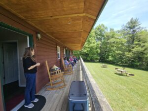 Ziglar motel 6.26 rz Family on motel porch Fancy Gap Cabins and Campground